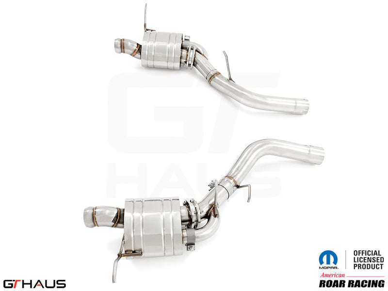 Premium performance exhaust system for 2017+ Dodge Durango SRT8 with 6.4 HEMI V8, featuring stainless steel construction.