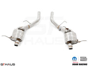 Premium performance exhaust system for Dodge Durango SRT8 featuring dual stainless steel pipes and resonators.