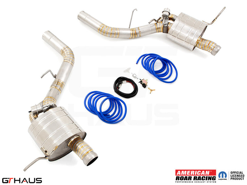 Premium performance exhaust system for 2017+ Dodge Durango SRT8 with 6.4 HEMI V8, featuring stainless steel construction and electronic valve control.