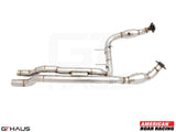 High-performance down pipes for 2023+ Ford F-150 Raptor R with OBD2 and 400 CEL sport cats for enhanced exhaust flow.