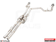 Premium performance exhaust system for 2023+ Ford F-150 Raptor R, featuring stainless steel construction and dual tips.