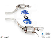 Premium performance exhaust system for 2012+ Jeep Grand Cherokee R/T with 5.7 HEMI V8, featuring stainless steel construction.