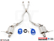 Premium performance exhaust system for 2012+ Jeep Grand Cherokee R/T with 5.7 HEMI V8, featuring stainless steel construction.