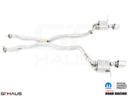 Premium performance exhaust system for 2012+ Jeep Grand Cherokee R/T with 5.7 HEMI V8, featuring stainless steel construction.