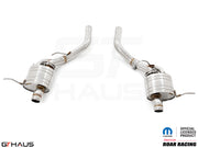 Premium performance exhaust system for Jeep Grand Cherokee R/T with 5.7 HEMI V8, featuring stainless steel construction.