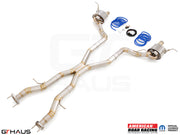 Premium performance exhaust system for 2012+ Jeep Grand Cherokee R/T with 5.7 HEMI V8, featuring stainless steel construction.