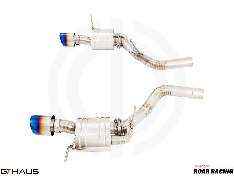 Premium performance exhaust system for Jeep Grand Cherokee R/T with 5.7 HEMI V8, featuring stainless steel construction.
