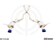 Premium exhaust system for Jeep Grand Cherokee R/T 5.7 HEMI V8, featuring stainless steel construction and dual tips.