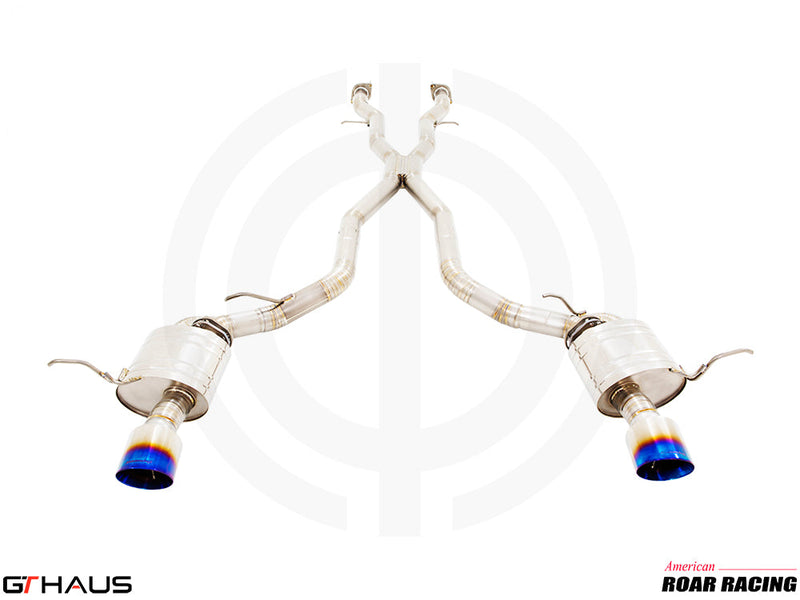 Premium exhaust system for Jeep Grand Cherokee R/T 5.7 HEMI V8, featuring stainless steel construction and dual tips.