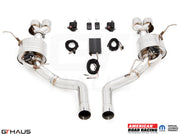 Premium performance exhaust system for 2012+ Jeep Grand Cherokee SRT8 with 6.4 HEMI V8, featuring electronic valve control.