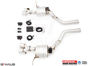 Premium performance exhaust system for 2012+ Jeep Grand Cherokee SRT8 with 6.4 HEMI V8, featuring electronic valve control.