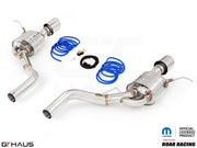 Premium performance exhaust system for 2012+ Jeep Grand Cherokee SRT8 with 6.4 HEMI V8, featuring stainless steel construction.