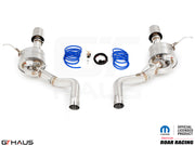 Premium performance exhaust system for 2012+ Jeep Grand Cherokee SRT8 with 6.4 HEMI V8, featuring stainless steel construction.