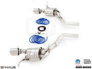 Premium performance exhaust system for Jeep Grand Cherokee SRT8 with 6.4 HEMI V8, featuring stainless steel construction and electronic valve control.