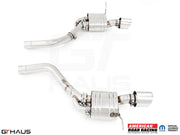 Premium performance exhaust system for 2012+ Jeep Grand Cherokee SRT8 with 6.4 HEMI V8, featuring stainless steel construction.