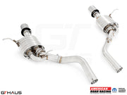 Premium performance exhaust system for Jeep Grand Cherokee SRT8 with 6.4 HEMI V8, featuring stainless steel construction.