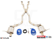 Premium performance exhaust system for 2012+ Jeep Grand Cherokee SRT8 with 6.4 HEMI V8, featuring stainless steel construction.