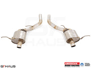 Premium performance exhaust system for 2012+ Jeep Grand Cherokee SRT8 with 6.4 HEMI V8, featuring stainless steel construction.