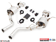 Premium performance exhaust system for 2017+ Jeep Grand Cherokee SRT TrackHawk, featuring stainless steel construction and electronic valve control.