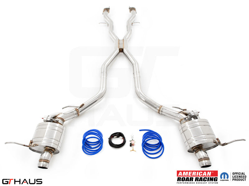 Premium performance exhaust system for Jeep Grand Cherokee SRT (707 TrackHawk) featuring stainless steel construction and electronic valve control.
