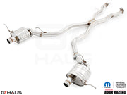Premium performance exhaust system for 2017+ Jeep Grand Cherokee SRT TrackHawk, featuring stainless steel construction.