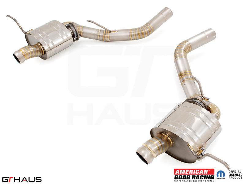 Premium performance exhaust system for Jeep Grand Cherokee SRT TrackHawk, featuring stainless steel construction and enhanced sound.