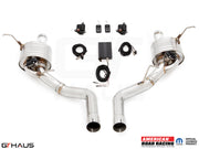 Premium performance exhaust system for Jeep Grand Cherokee R/T with 5.7 HEMI V8, featuring electronic valve control and stainless steel construction.