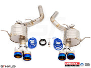 Premium performance exhaust system for 2017+ Jeep Grand Cherokee SRT TrackHawk with dual tips and electronic valve control.