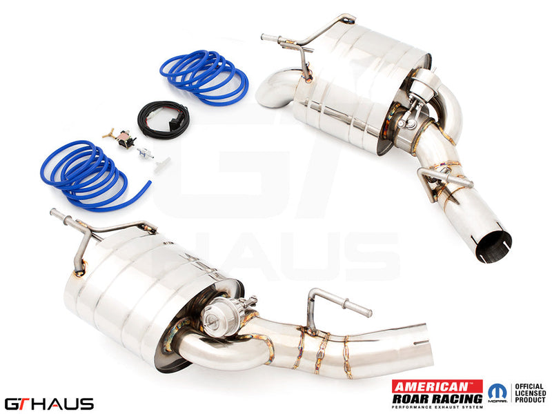 Premium performance exhaust system for 2020+ Jeep Grand Wagoneer 6.4 V8, featuring stainless steel construction and enhanced sound.