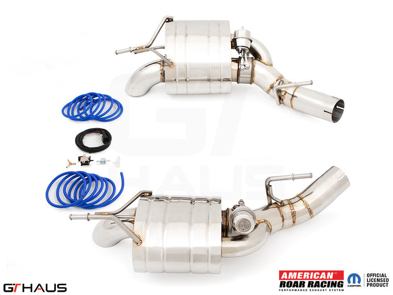 Premium performance exhaust system for Jeep Grand Wagoneer 6.4 V8, featuring stainless steel construction and electronic valve control.