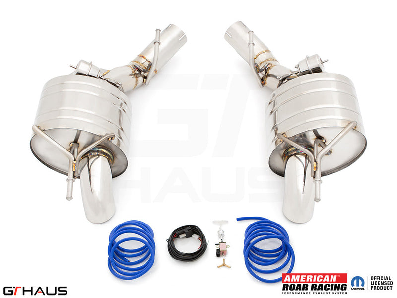Premium exhaust system for 2020+ Jeep Grand Wagoneer 6.4 V8, featuring stainless steel construction and electronic valve control.