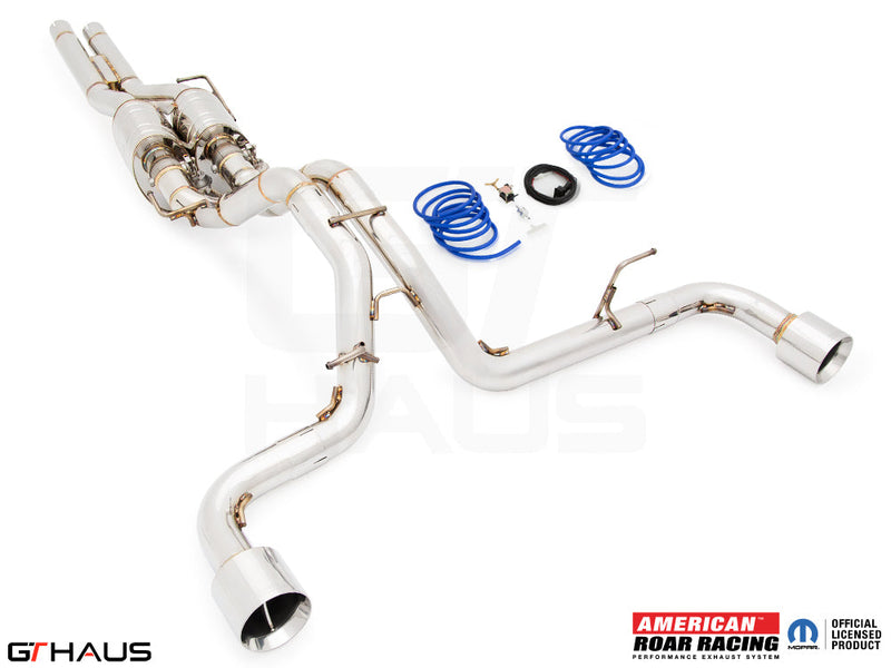 Premium performance exhaust system for Jeep Wrangler JL Rubicon 392 with 5.7 HEMI V8, featuring stainless steel construction.