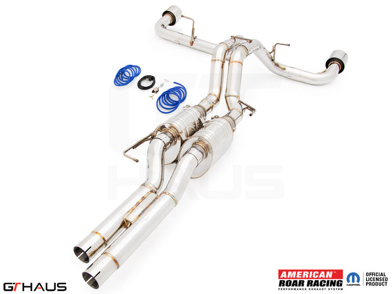 Premium performance exhaust system for Jeep Wrangler JL 2018+ Rubicon 392 with 5.7 HEMI V8, featuring stainless steel construction.