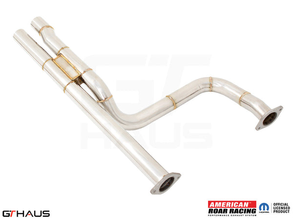Premium RAM RHO V6T 2025+ AR Section 1 front pipe with 76mm piping and Velocity Chamber for enhanced performance.