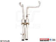 Premium stainless steel exhaust system for 2025+ RAM RHO V6T, featuring dual tips and enhanced performance design.