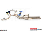 Premium performance exhaust system for RAM RHO (V6T) 2025+, featuring stainless steel construction and dual tips.
