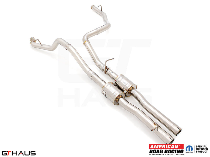Premium performance exhaust system for RAM TRX 6.2L SC HEMI V8, featuring stainless steel construction and enhanced sound.