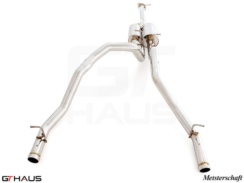 Premium performance exhaust system for 2019+ RAM 1500 with 5.7 HEMI V8, featuring stainless steel construction and enhanced sound.
