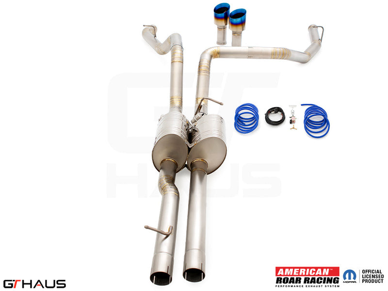 Premium performance exhaust system for RAM TRX 6.2L SC HEMI V8, featuring stainless steel construction and enhanced sound.