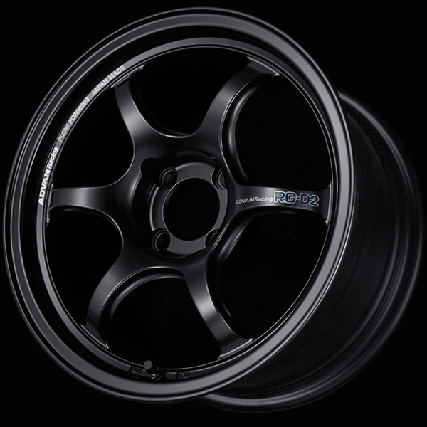 Advan Black alloy wheel with 'RG-D2' branding on a black background
