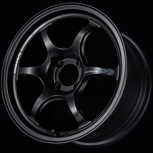 Advan Black alloy wheel with 'RG-D2' branding on a black background
