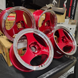 Advan ONI2 15X8 / ET30 / 4x100 - Machining & Racing Candy Red Set (Clearance)