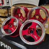 Advan ONI2 15X8 / ET30 / 4x100 - Machining & Racing Candy Red Set (Clearance)