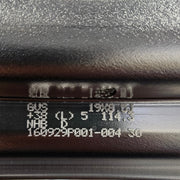 Close-up of a bicycle rim with text and numbers on a blurred background