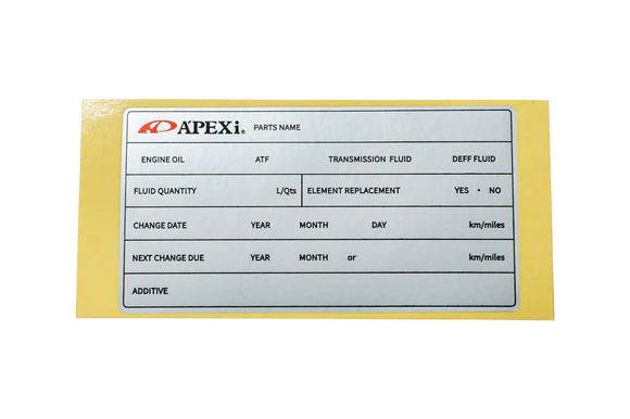 A'PEXi - Fluid Maintenance Sticker