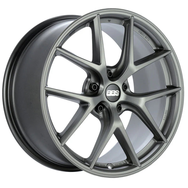 BBS wheel white background satin platinum color 5 spoke wheel