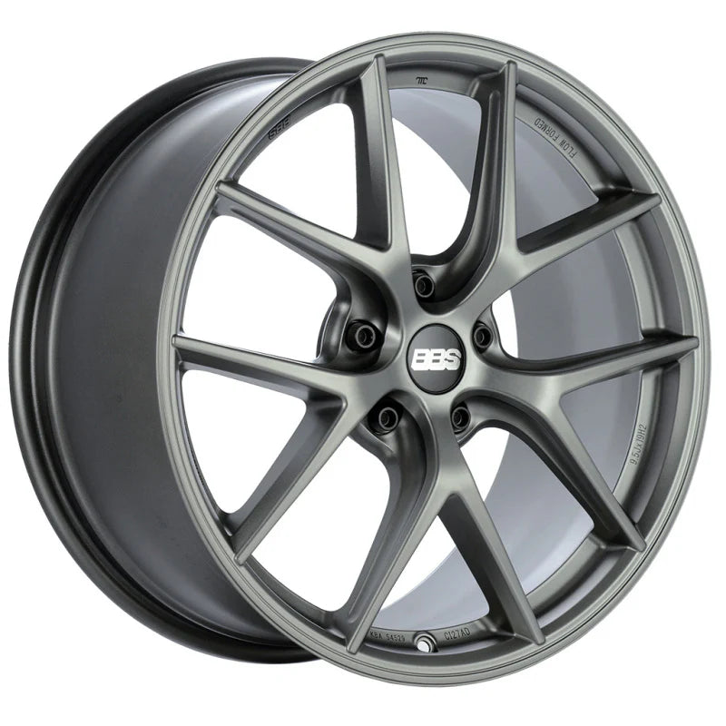 BBS wheel white background satin platinum color 5 spoke wheel