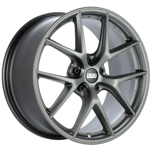 BBS wheel white background satin platinum color 5 spoke wheel