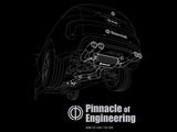 MEISTERSCHAFT T-shirt featuring a graphic of the BMW F85 X5M and F86 X6M exhaust system with the text "Pinnacle of Engineering.