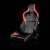 BRAUM Elite V2 Series Sport Reclining Seats - Black | Red Leatherette
